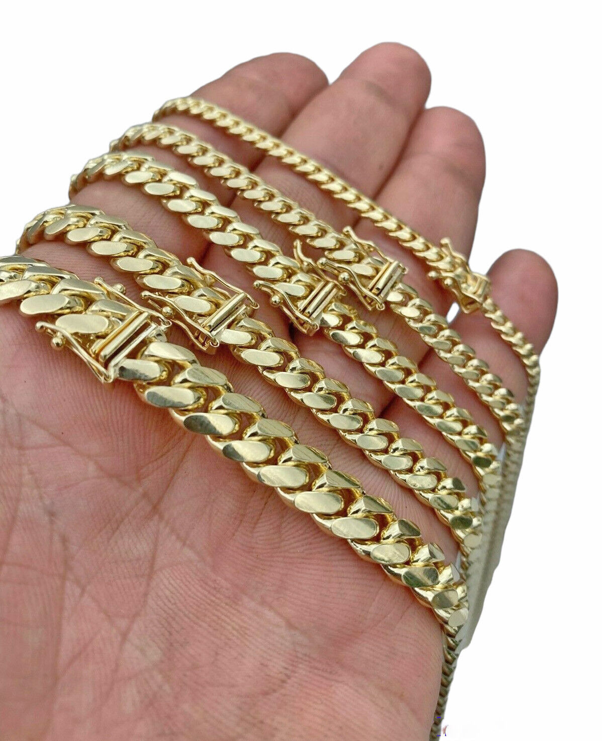 Real 14k Yellow Gold Chain Solid Miami Cuban Link Chain Necklace 18"-30" 5mm-9mm