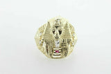 Real 10kt Yellow Gold Mens Ring Pharaoh Head Egyptian King, Casual / pinky Band