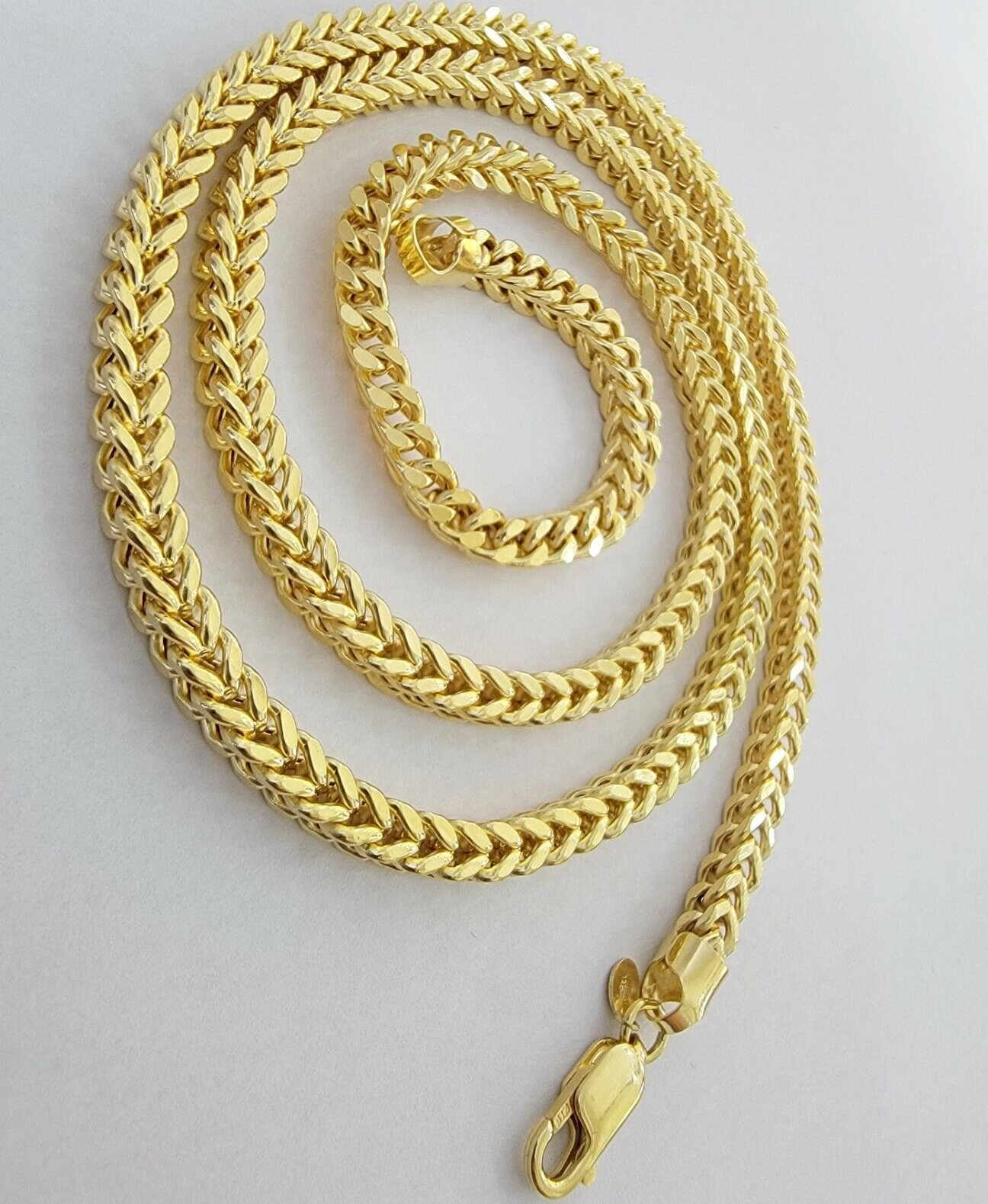 Real 14k Gold Necklace Franco Chain 4mm 26 Inch Diamond Cut Mens 14k Yellow Gold