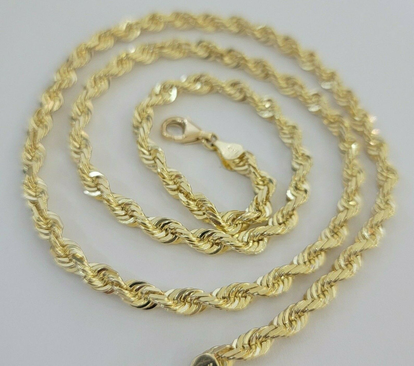 Real 14k gold Rope Chain Solid Necklace 6mm 26" inch Men women, 14kt yellow gold