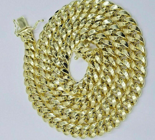 14k Gold Necklace 8mm 18 Inch Miami Cuban Link Chain Link Real 14kt Yellow Gold