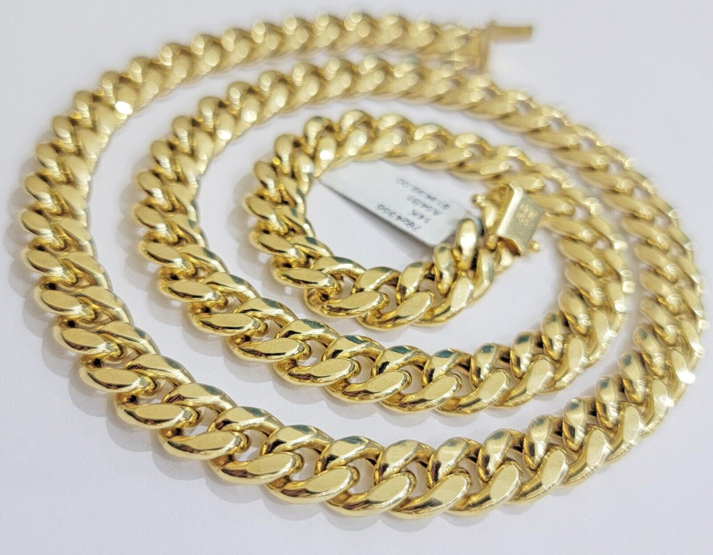 14k Yellow Gold 10mm Chain Miami Cuban Link Necklace 22" Men's Real 14 KT Gold