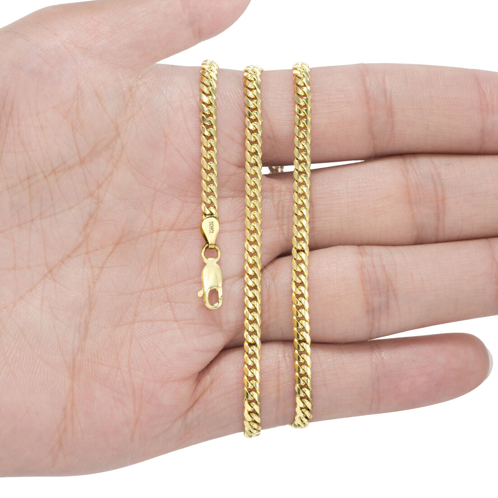 REAL 10k Gold Chain Pendant Set Miami Cuban chain 3mm& Money Tree Charm, 18
