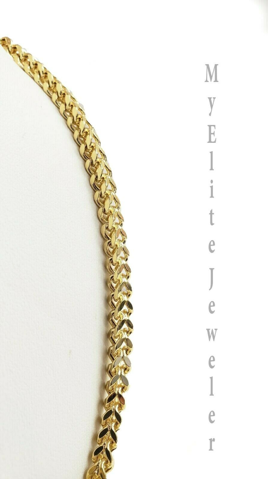 Mens REAL 10K Franco Link Chain Necklace 28 Inch 5 MM Lobster Lock Yellow Gold