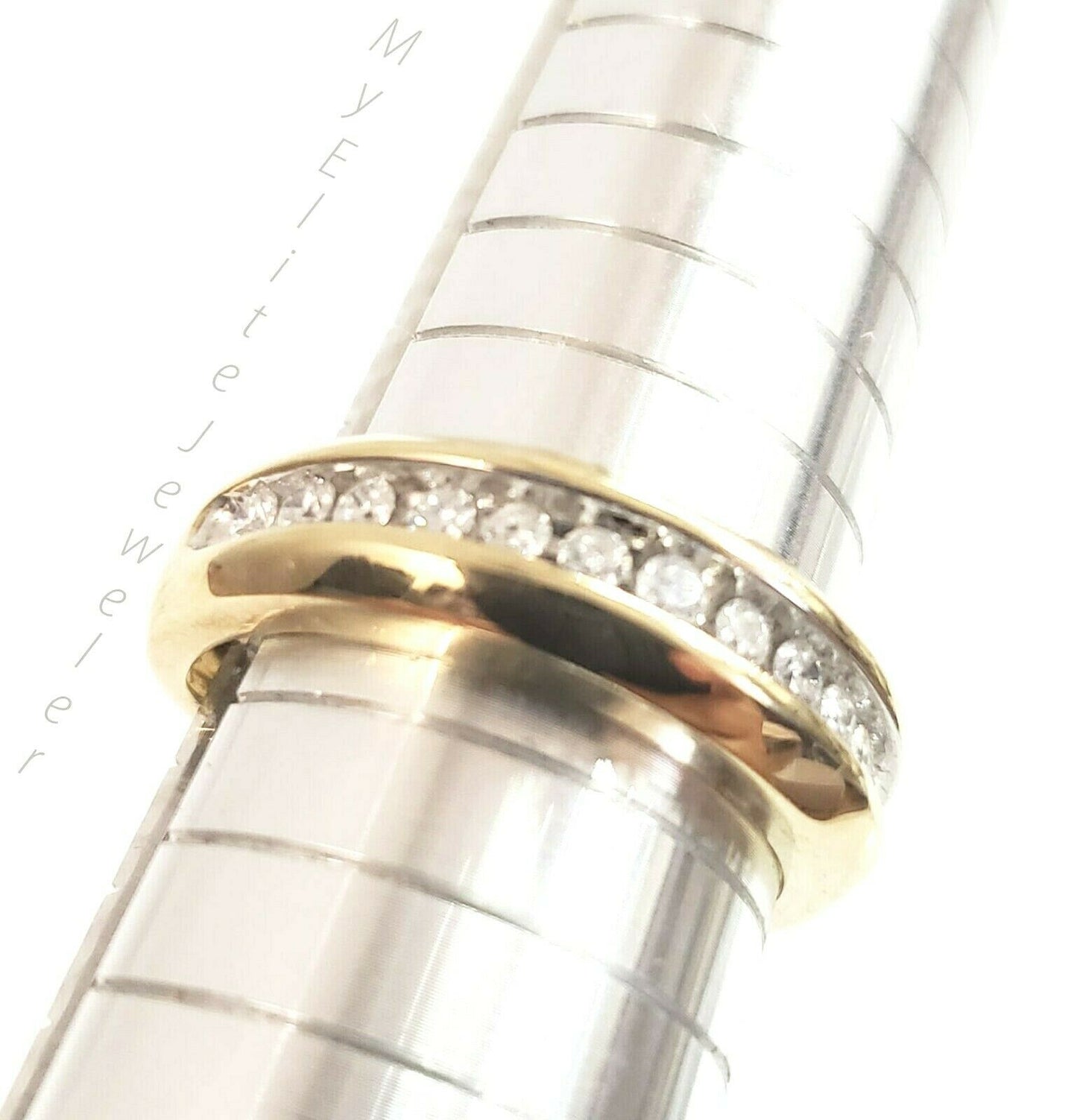 1/2 CT Men Solitaire Diamond Band Ring Round Cut 10K Yellow Gold Wedding Size 10