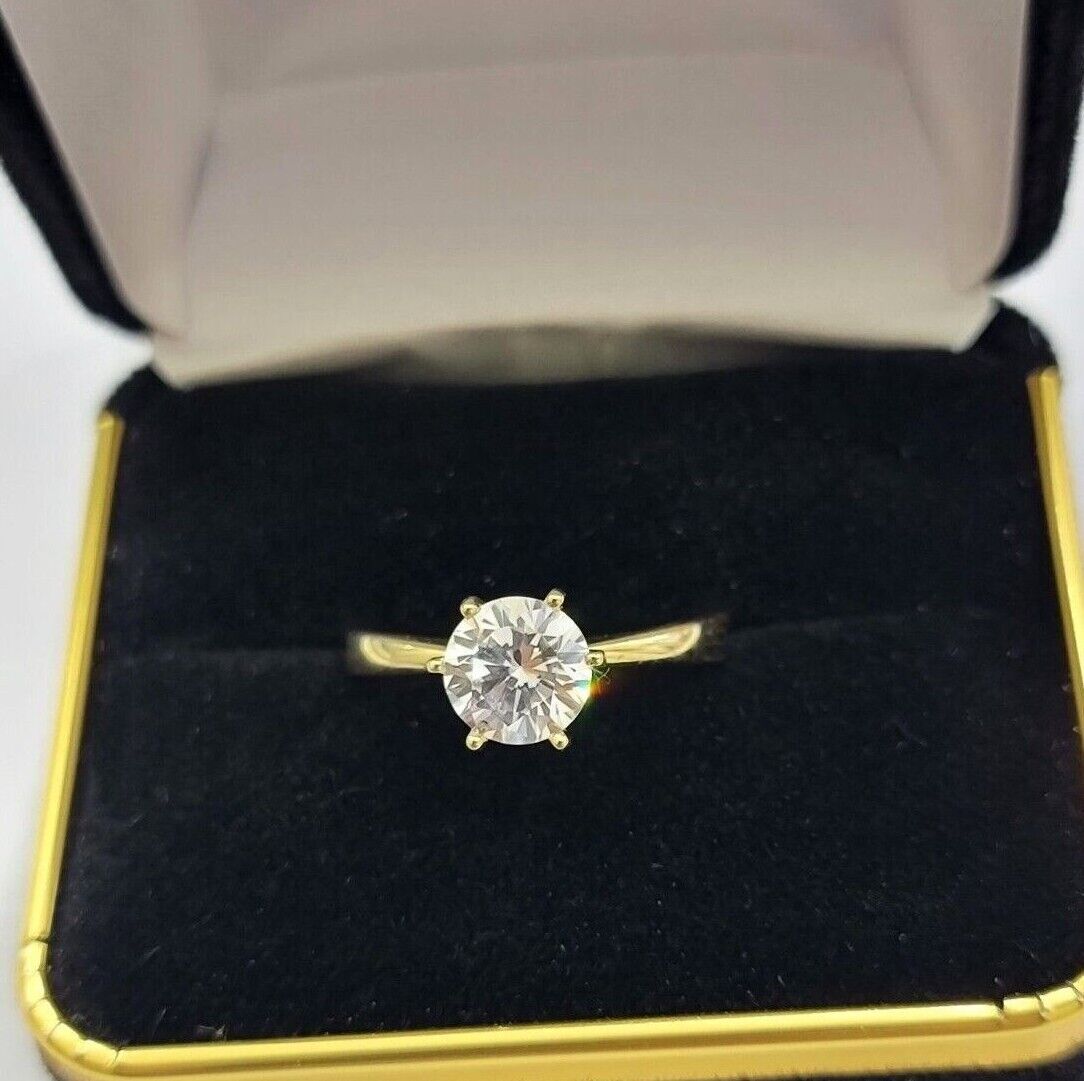 10k Yellow Gold Ladies Solitaire Ring For Womens Casual Band SALE Real Brand New