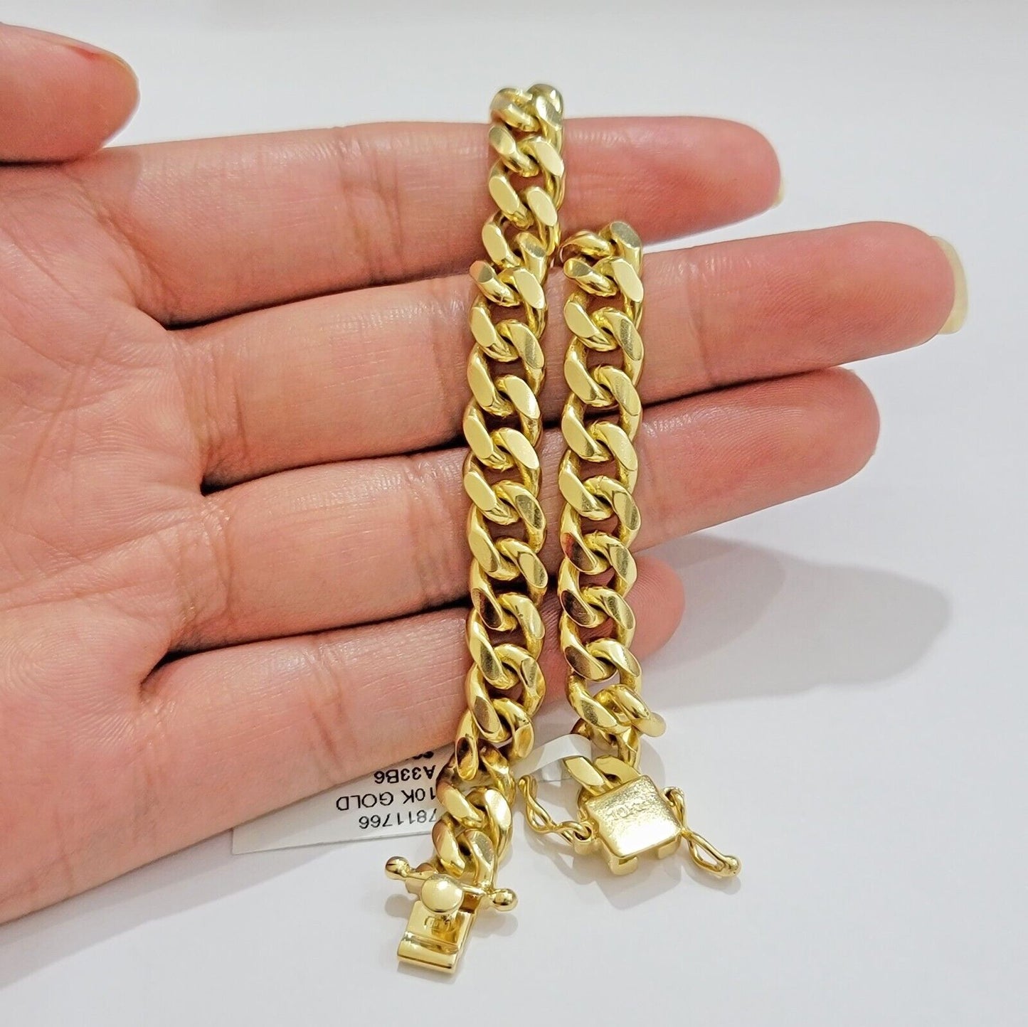 Solid 10k Gold Cuban Link Bracelet 8mm 7" Miami Cuben REAL 10kt Yellow Gold Mens