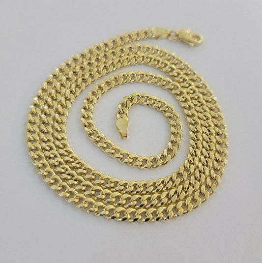 14k Yellow Gold Miami cuban Link Chain 3.5mm Necklace 20" Men Women , REAL 14KT