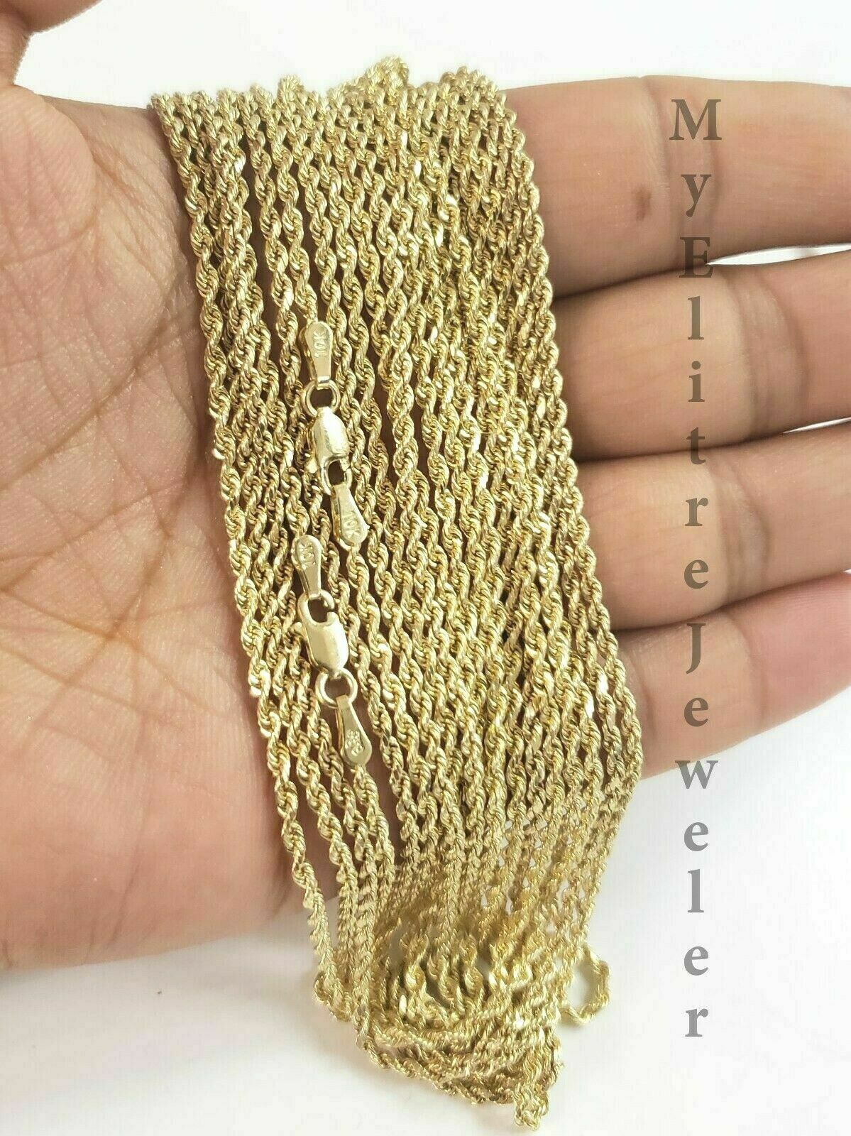 Real Gold Rope Chain Solid 14k Yellow Gold Necklace 18"-28" 3.5mm Diamond Cut