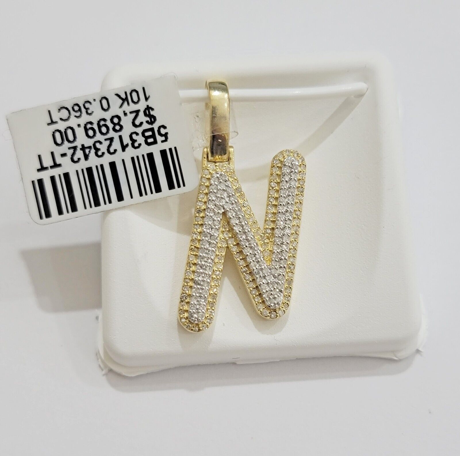 10k Gold Pendant Natural Diamond Initial Charm A-Z Alphabet 10K Yellow Gold REAL