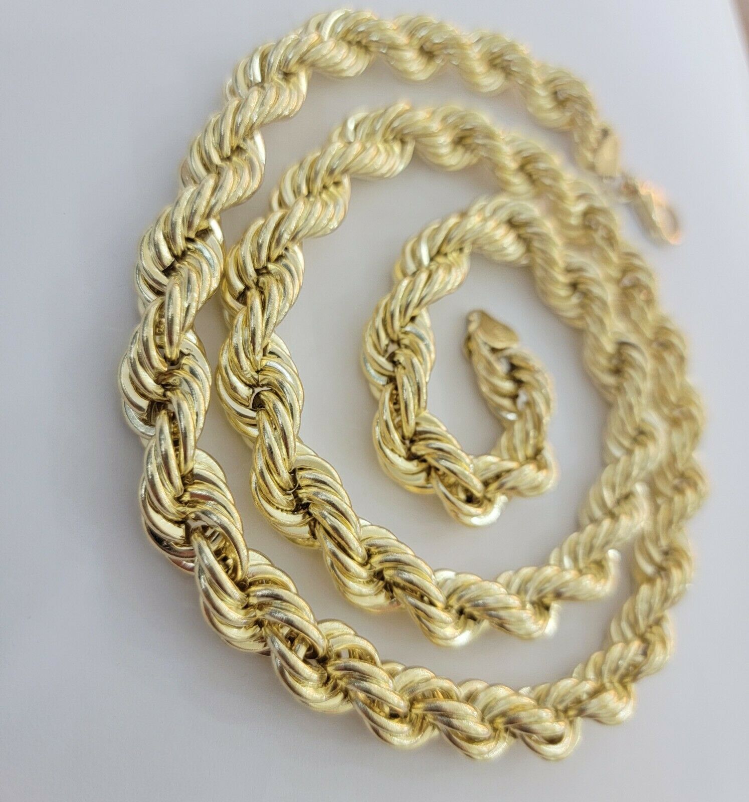 14mm Solid 10k Yellow Gold Rope Chain Necklace 28 Inch Mens Thick & H – My  Elite Jeweler