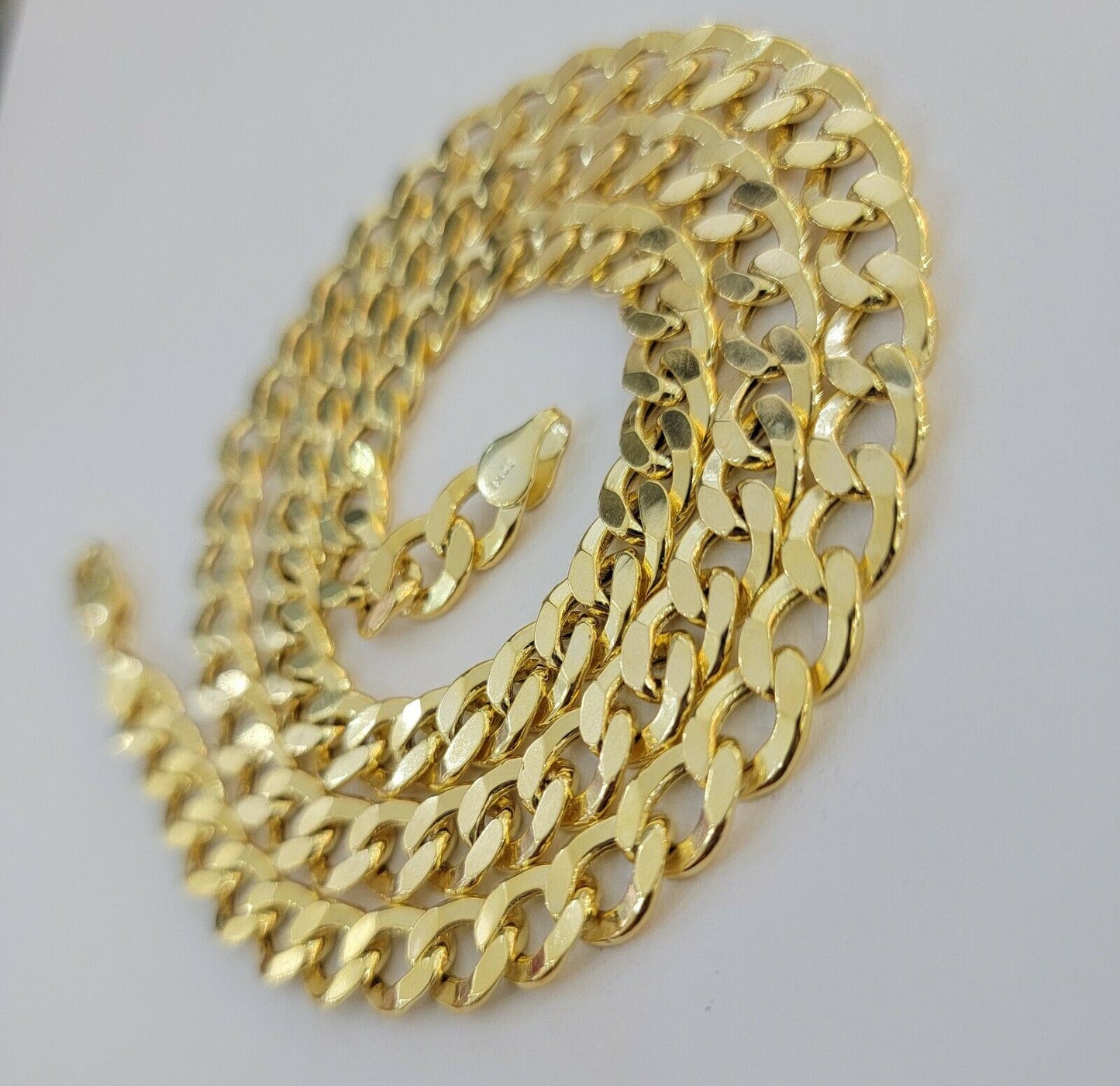 10k Yellow Gold Chain Necklace Cuban Curb Link 8mm 20" Inch 10kt  Mens REAL Gold