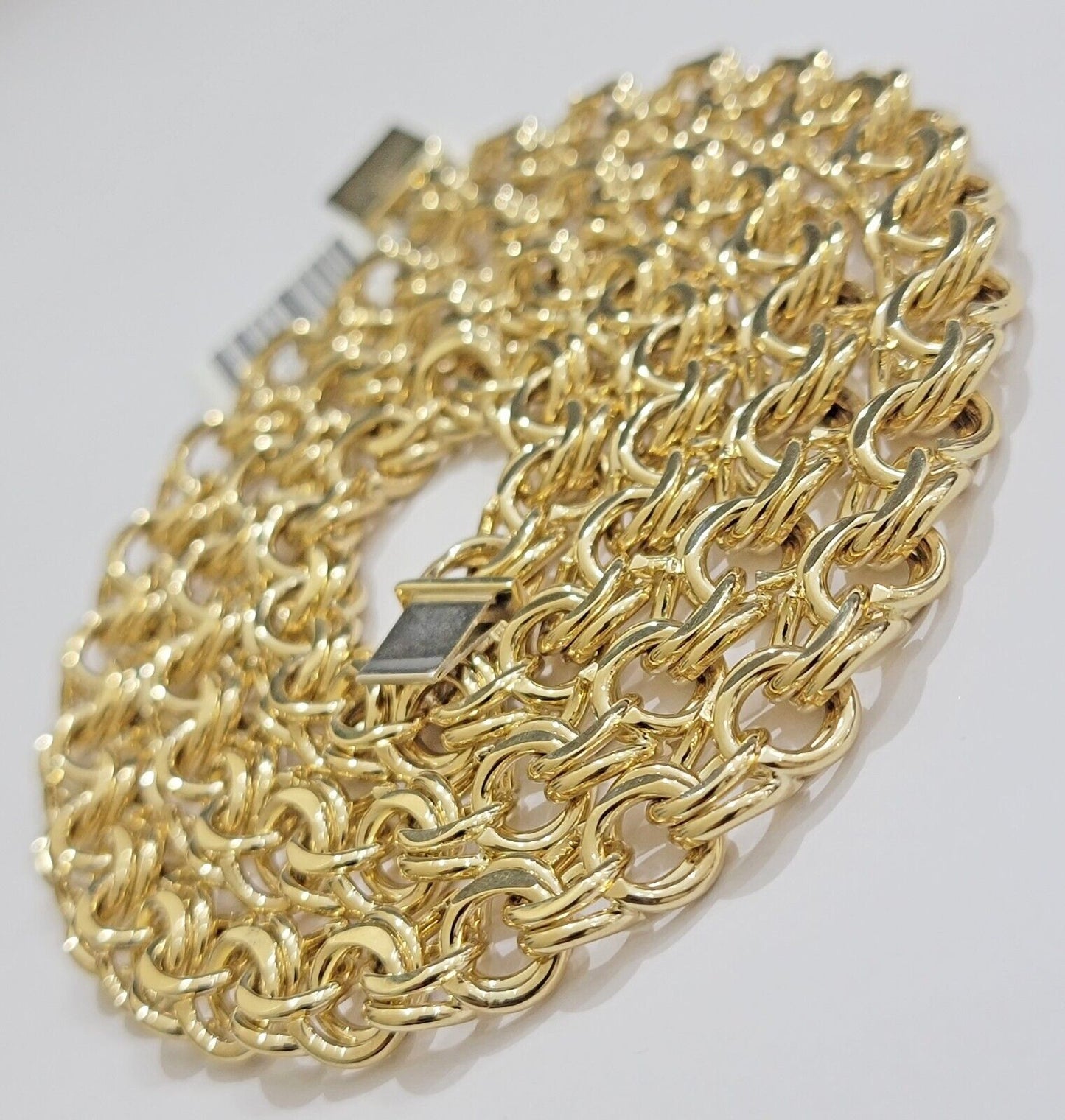 10k Yellow Gold Chino Chain Solid Link Necklace 11mm 22"-26" Real 10kt Box Clasp