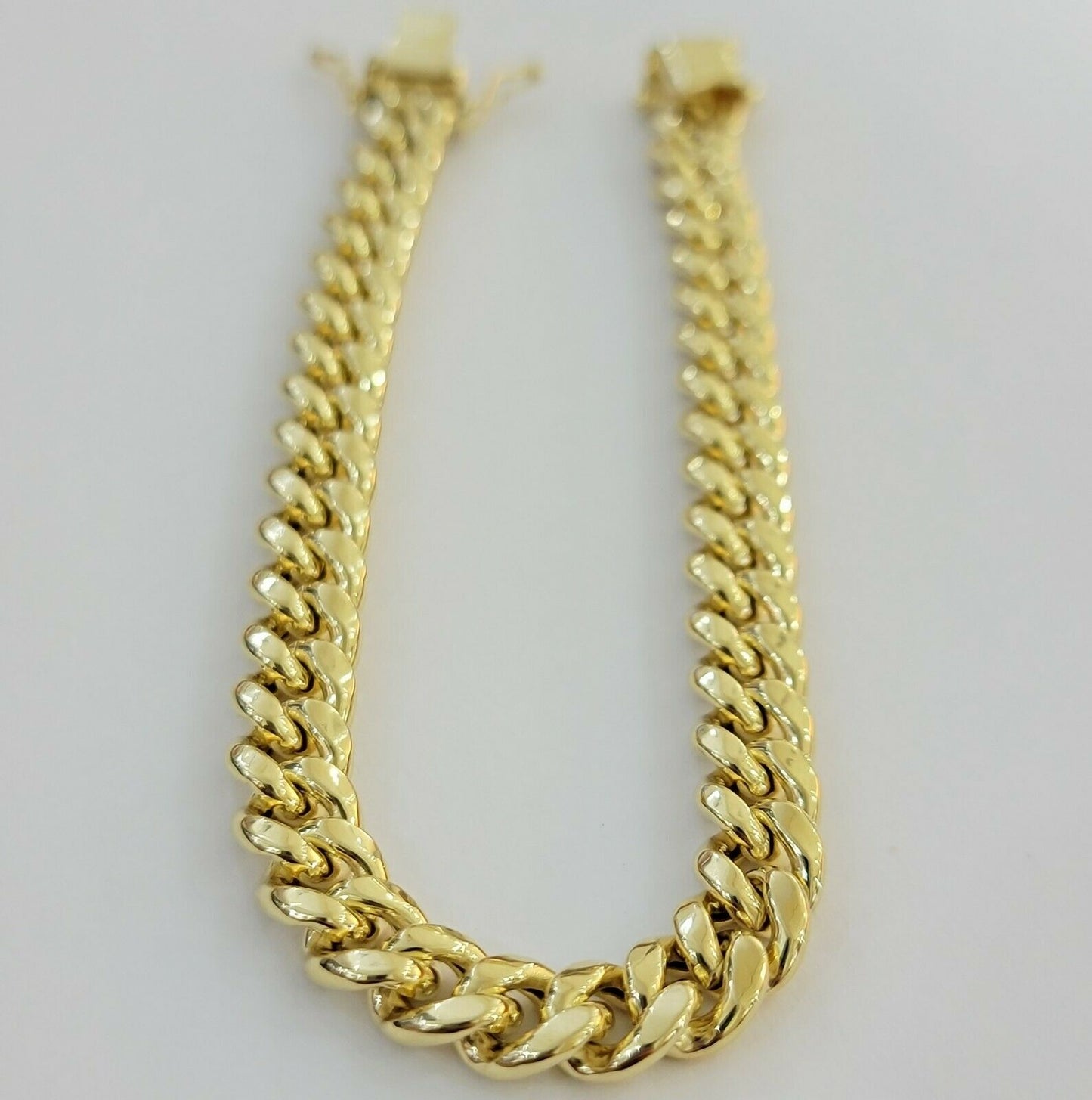 REAL 10k yellow Gold bracelet Miami Cuban Link 6MM-9Mm 7-9" Mens Box Clasp ,Rope