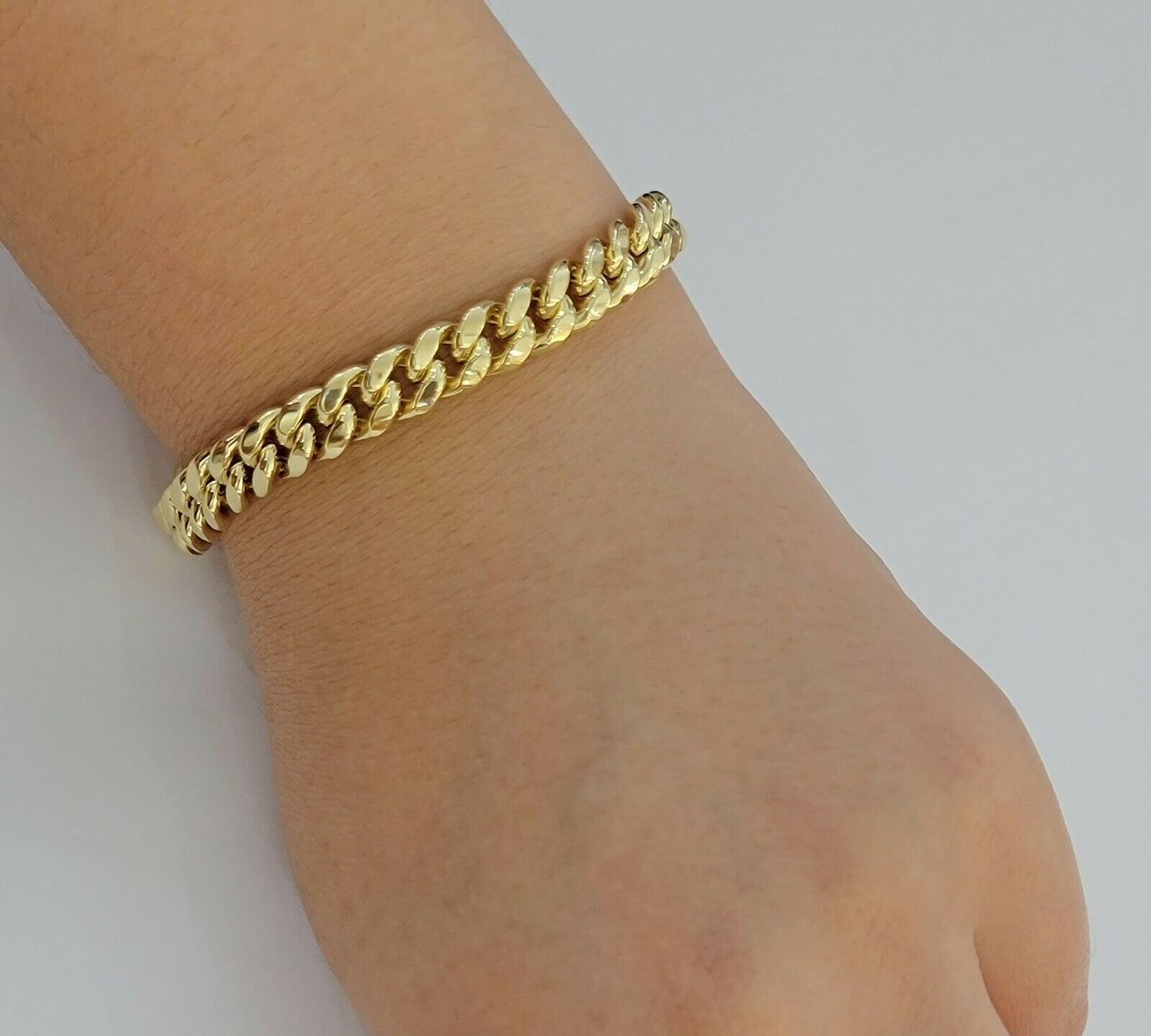 Real Gold Ladies Bracelet Miami Cuban Link 7" 8mm REAL 10kt Yellow Gold Women 10k