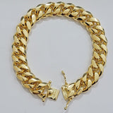 Solid 10k Gold Bracelet Miami Cuban Link 12mm 8" Inch Box Clasp SOLID LINK, Mens