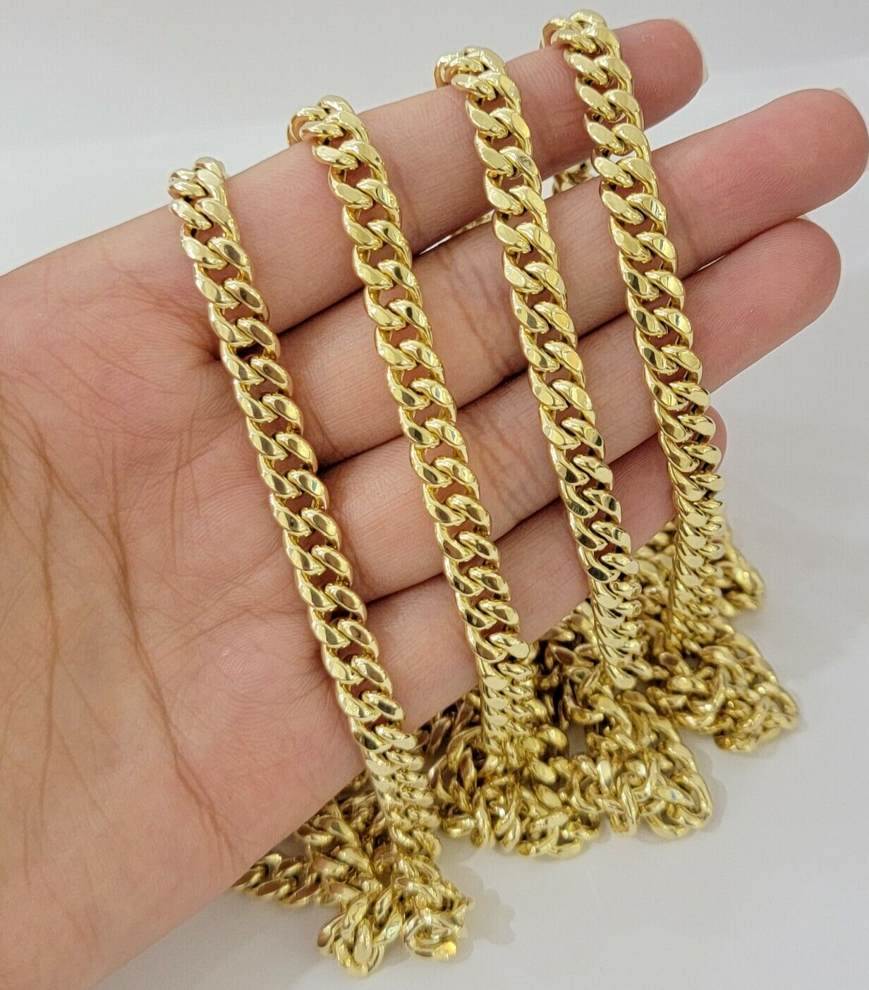 Real Gold chain 7mm 24 Inch Miami Cuban Link Necklace 10kt Yellow Gold For Mens