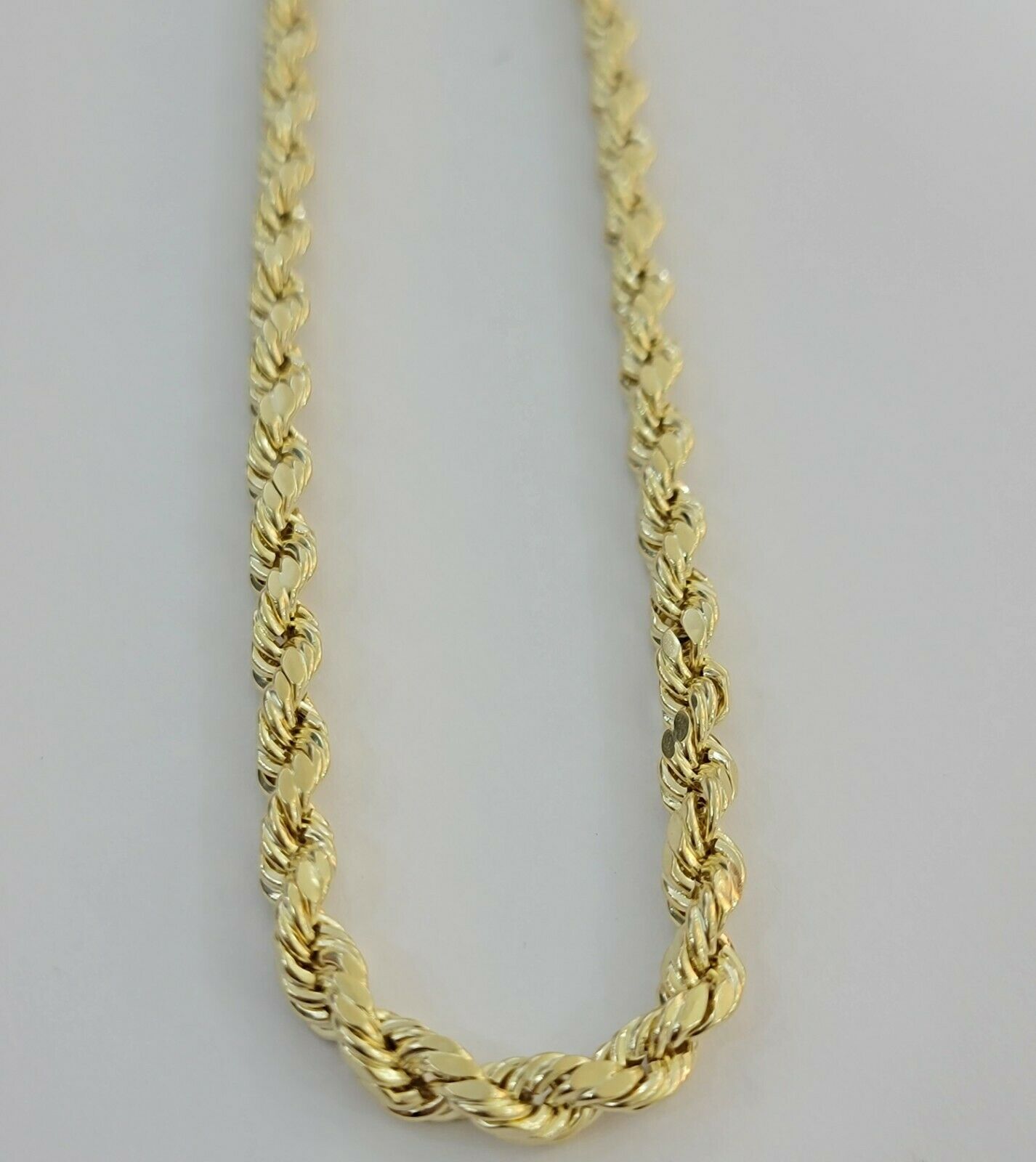 Real Gold 10k Rope Necklace Mens Chain 6mm 18"-30" Inch Yellow Gold Diamond Cuts