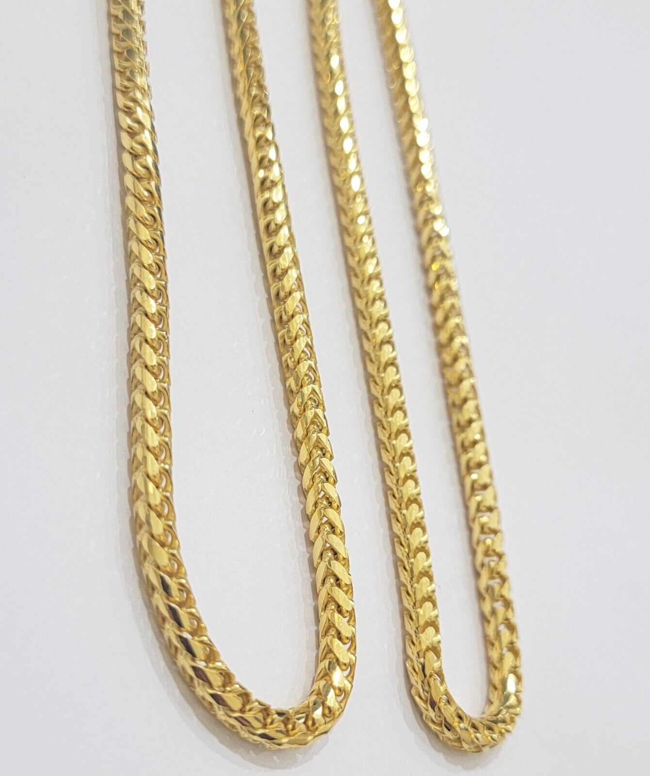 Real 10k Gold Necklace Franco Chain 4mm 26Inch Diamond Cut 10k Yellow Gold SOLID