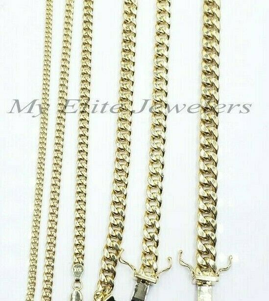 REAL 10k yellow Gold bracelet Miami Cuban Link 6MM-9Mm 7-9