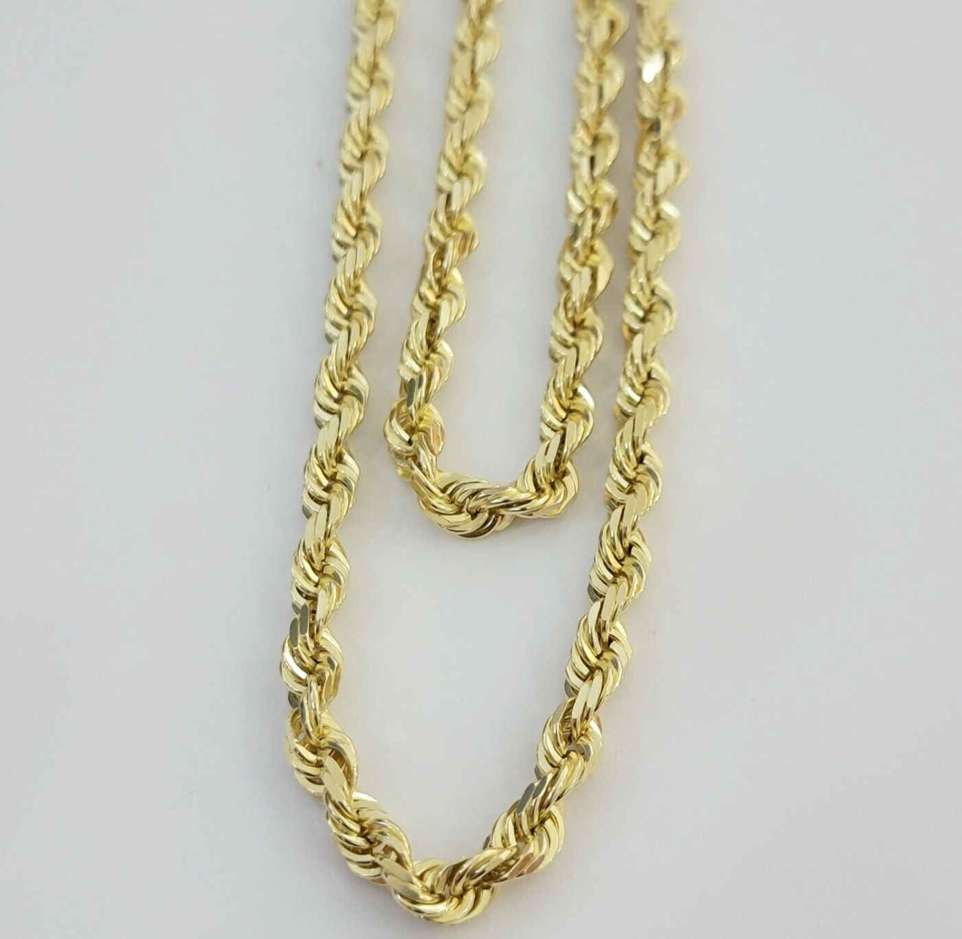 14k Yellow Gold Rope Chain Solid Necklace 6mm 20" Dimond Cut GURANTEED REAL GOLD