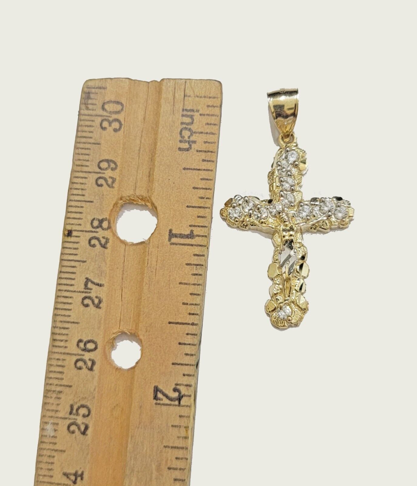 Real 10k Gold Cross Charm pendant & Franco Chain Necklace 2.5mm 20" Men Women