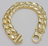 10k Gold Bracelet 17mm Miami Cuban Curb Link Mariner Anchor SOLID 9Inch REAL Men