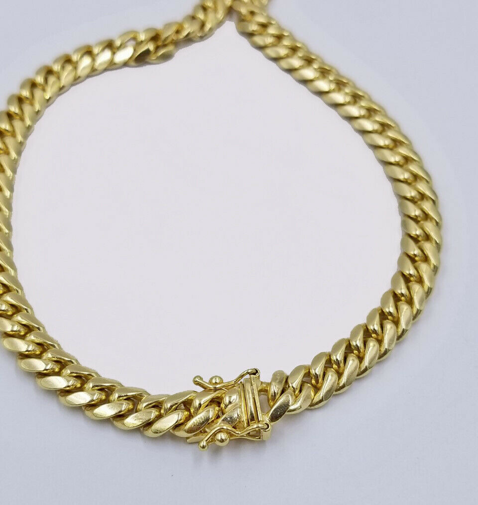 Ladies Real Gold 10k yellow Gold Cuban link bracelet 6mm 8" Long Box Lock Strong