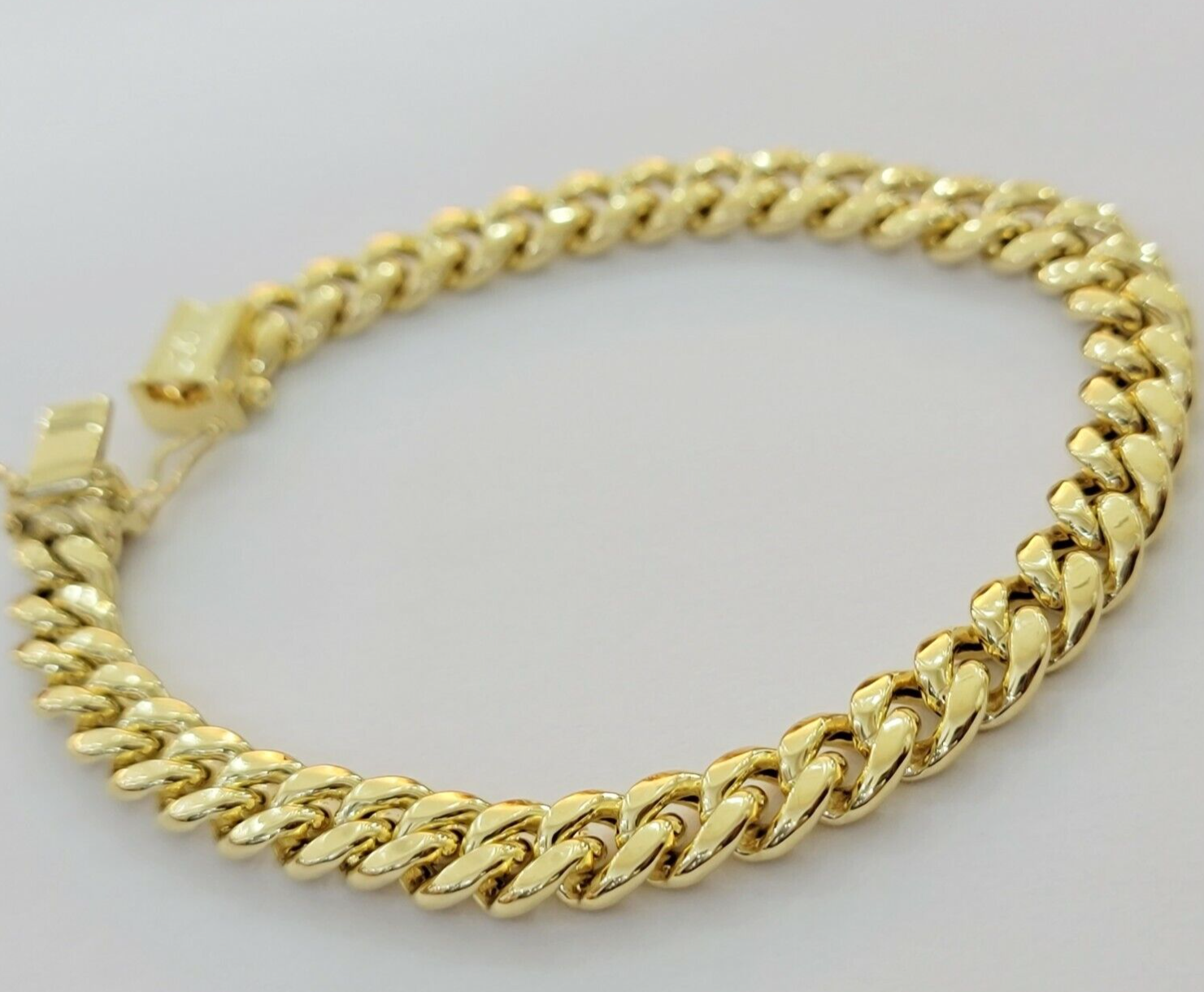 Mens Real 14k Gold Bracelet 8mm 8 inch Miami Cuban Link Box Clasp Strong 14 KT
