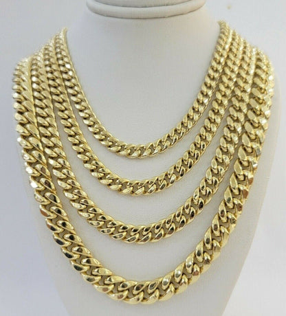 Real 14k Gold Chain Necklace Miami Cuban Link 6mm-9mm 8"-30" Inch ,Strong, Men's