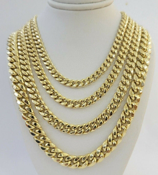 Real 14k Gold Chain Necklace Miami Cuban Link 6mm-9mm 8"-30" Inch ,Strong, Men's