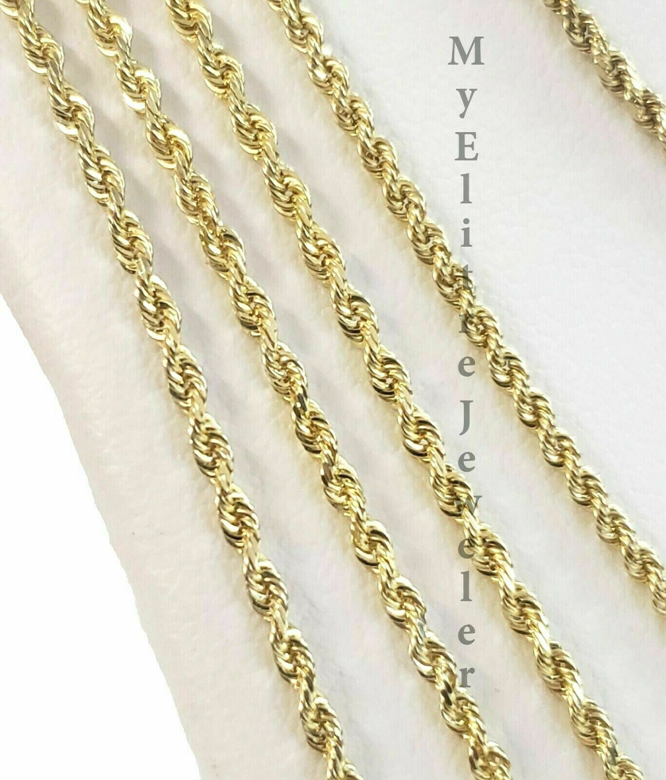 SOLID 10k Yellow Gold Rope Necklace 2 3mm 4mm 18"-30 Inch REAL 10 kt gold Chain