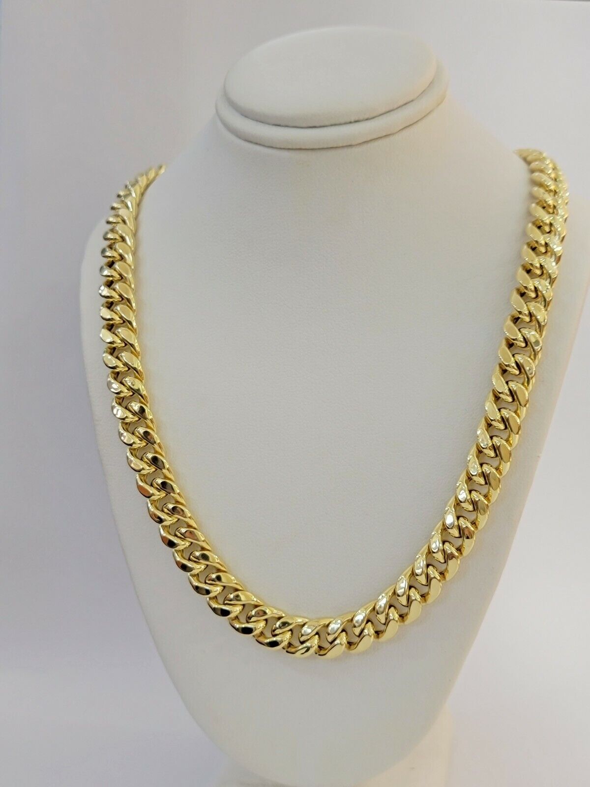 Real 14k Gold Chain 24 Inch Miami Cuban Link Necklace 9mm Strong Men 14KT Gold