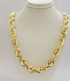 Real 10k Gold Rope Chain Necklace 24Inch 10mm Diamond Cut Men STRONG HEAVY SOLID