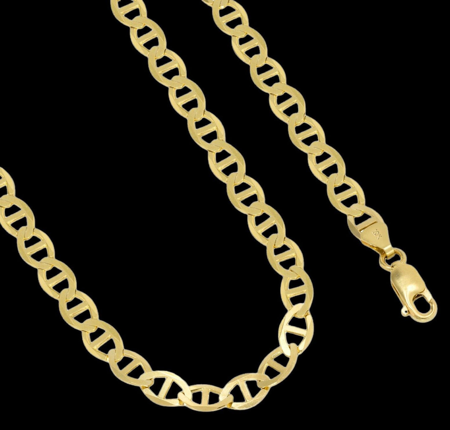 Solid 10K Yellow Gold Mariner Anchor Link Chain Necklace Bracelet 3-10 mm 7"-30"