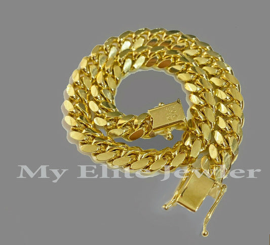 7mm 7.5"-9" SOLID 10k Yellow Gold Miami Cuban Bracelet Box Lock Men Women REAL