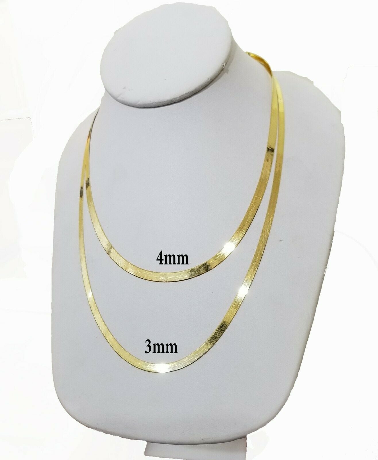 Solid 10k Yellow Gold Herringbone Necklace 18"-24" Inch 3mm 4mm REAL 10kt Chain