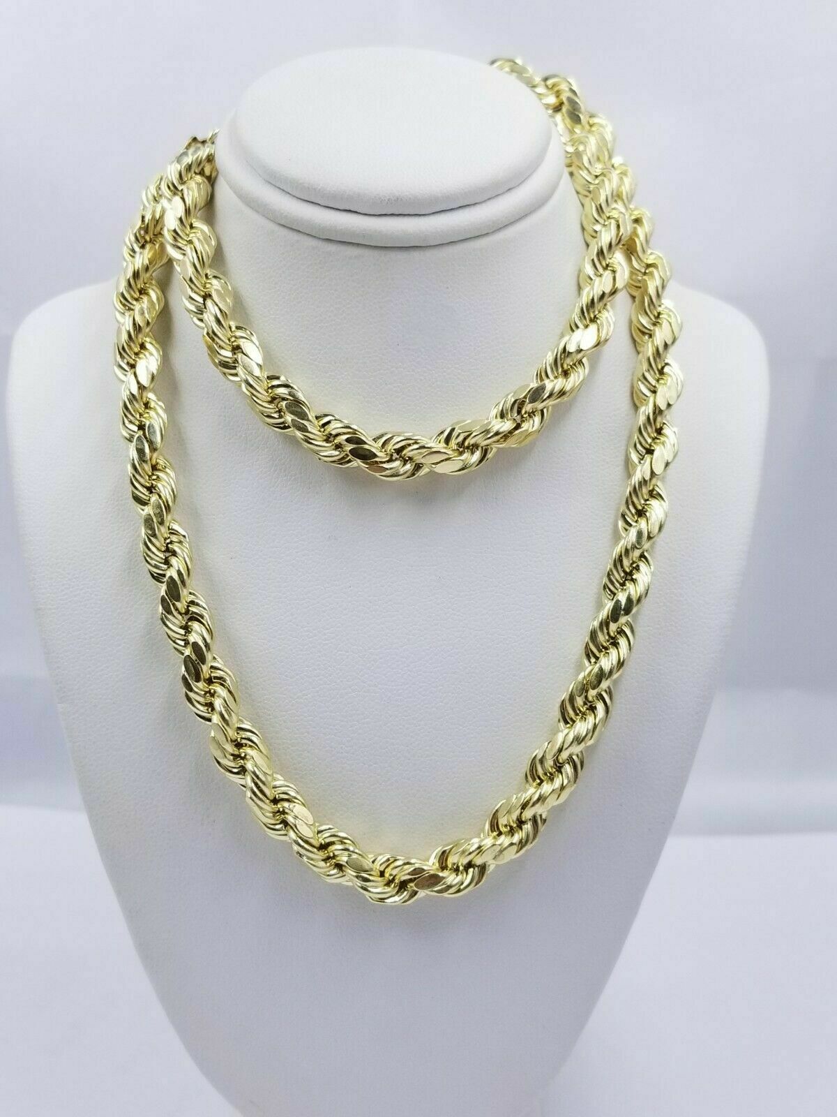 10K Gold Rope Chain Necklace 20 Inch 8mm Yellow Gold Lobster Lock , REAL GOLD