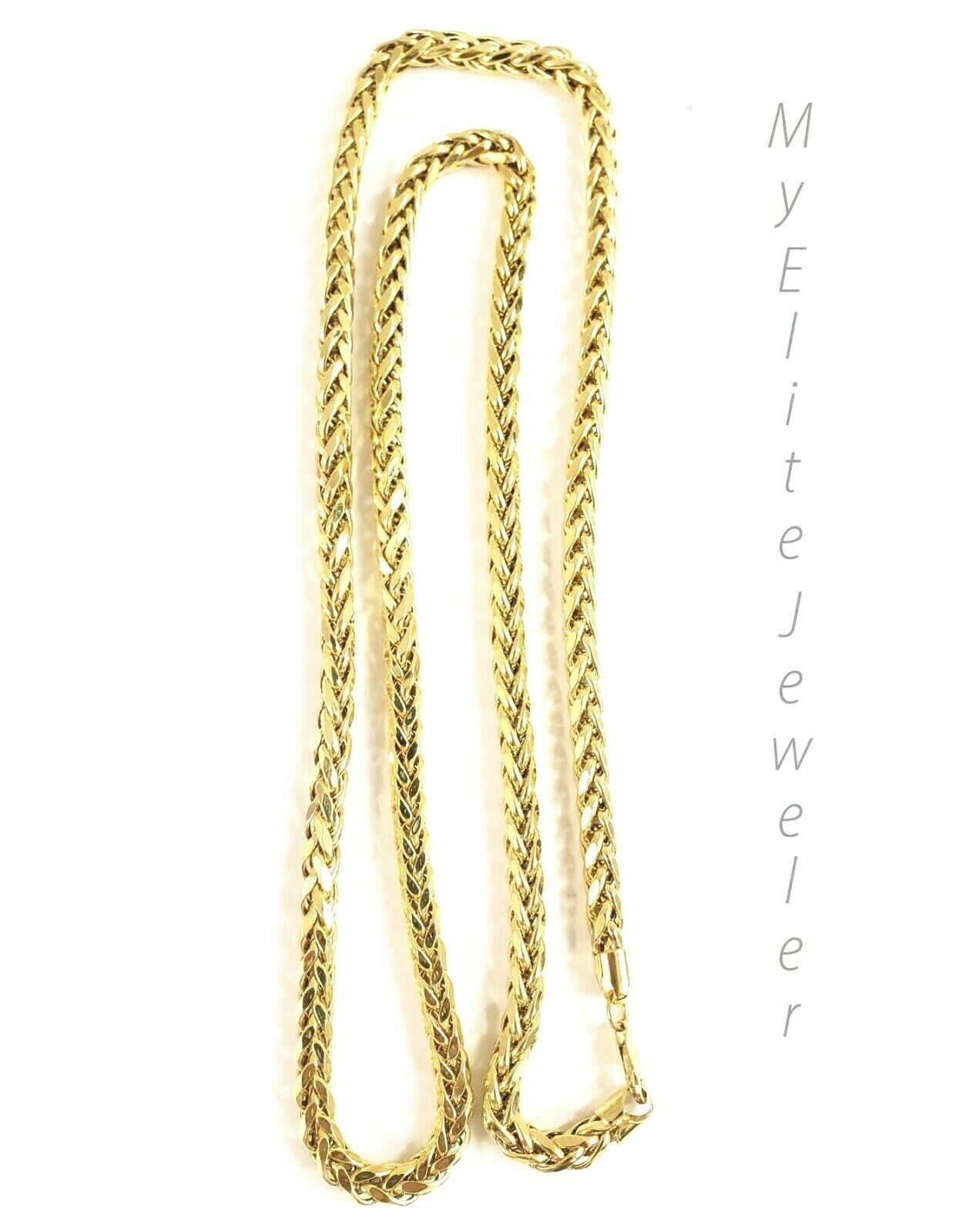 Real 10k Gold Palm Chain Necklace 4mm 24" Lobster Lock Real 10 KT Yellow Gold