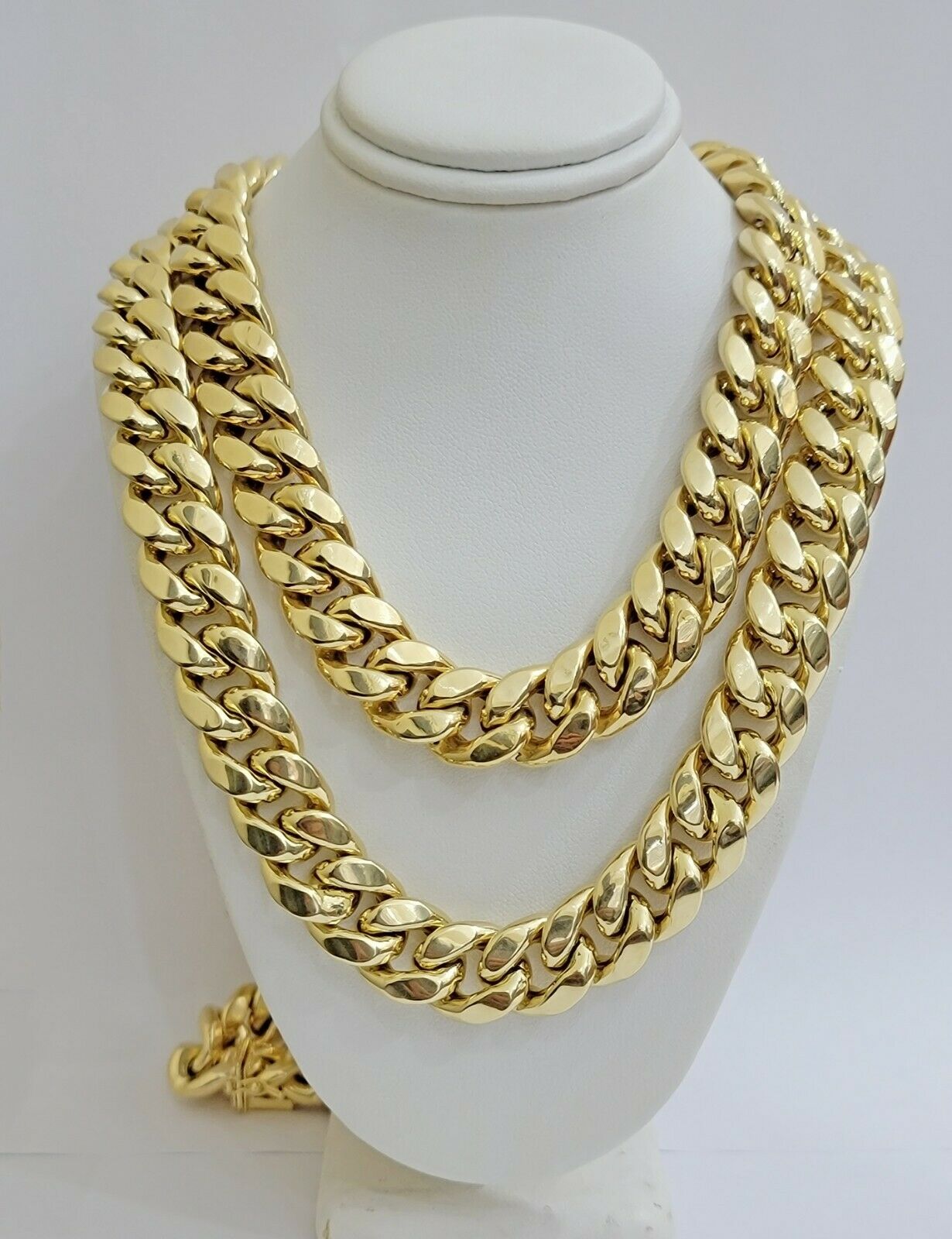 10k Yellow Gold Chain 15mm Miami Cuban Link Men Necklace 20"-30" REAL 10kt, Mens