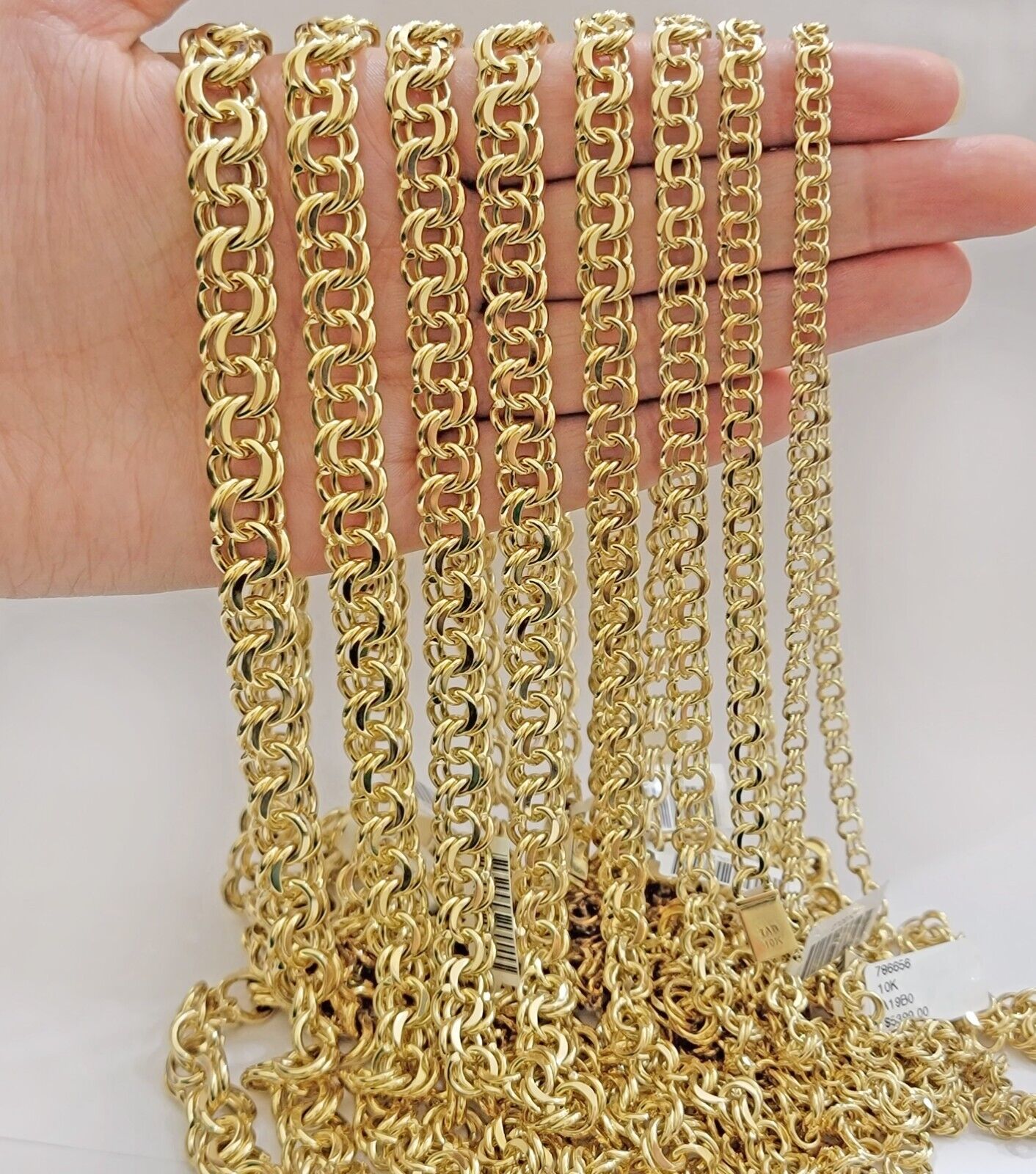 Real 10k Yellow Gold Chino Chain Solid Link Necklace 5mm-11mm 22"-26" Mens