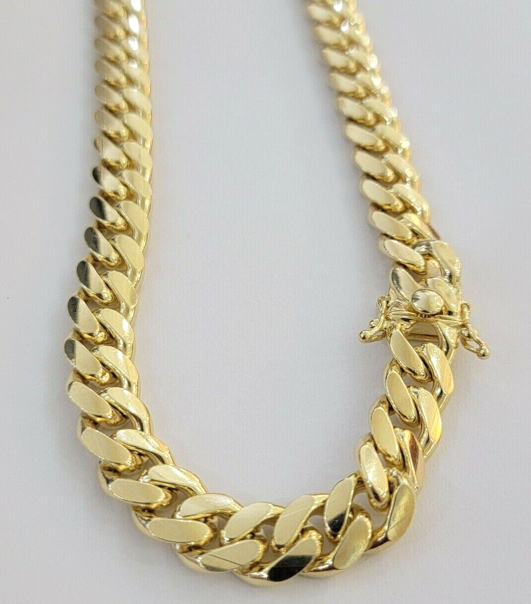 Real 10k Yellow Gold Chain 10mm Solid Miami Cuban Link Necklace 20 Inch Choker
