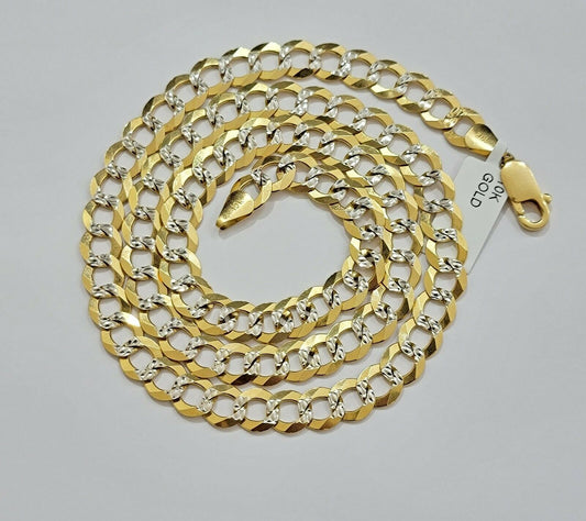 Real 10k Gold Necklace Cuban Curb Link Chain 9mm 20" -28" Diamond Cut Mens SOLID