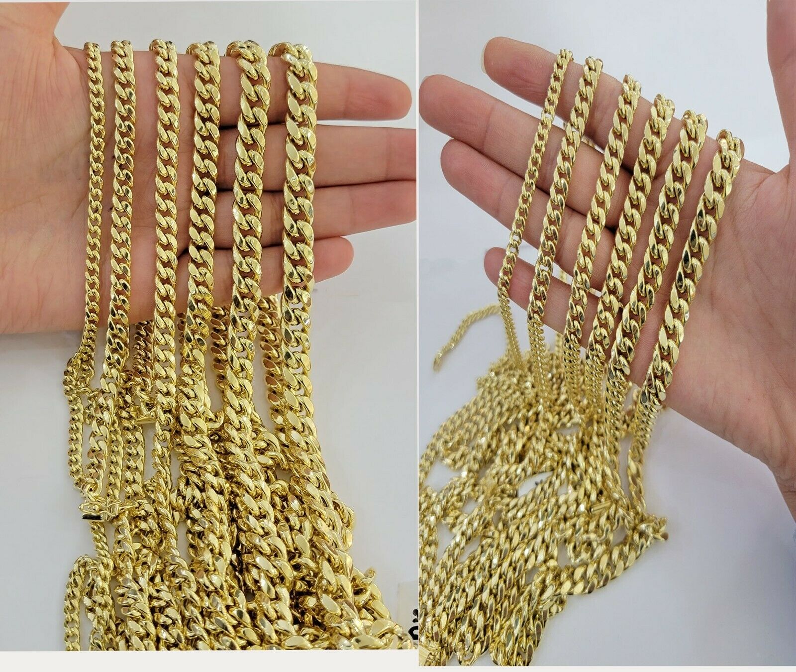 Real 10K Yellow Gold Chain Bracelet 5mm-10mm Miami Cuban Link Necklace 8-30 10 mm / 8 inch ( Bracelet)