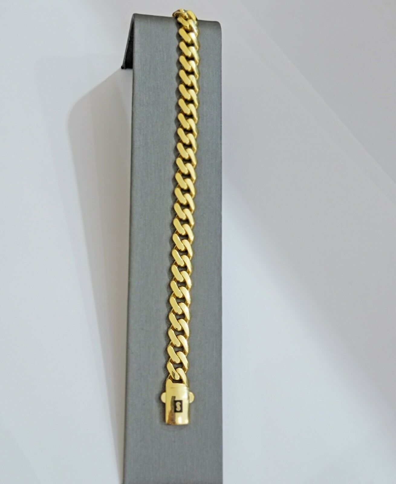 Real 10k Gold Bracelet Royal Miami Cuban Link 8.5mm 8.5Inch Moneco Box Lock,10kt