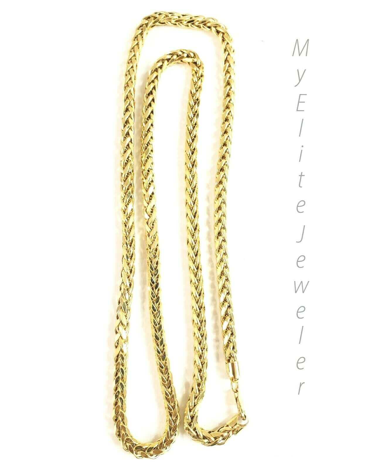 Men's 10K Yellow Gold Palm Curb Chain Necklace 28 Inch 5 mm Lobster Lock Link