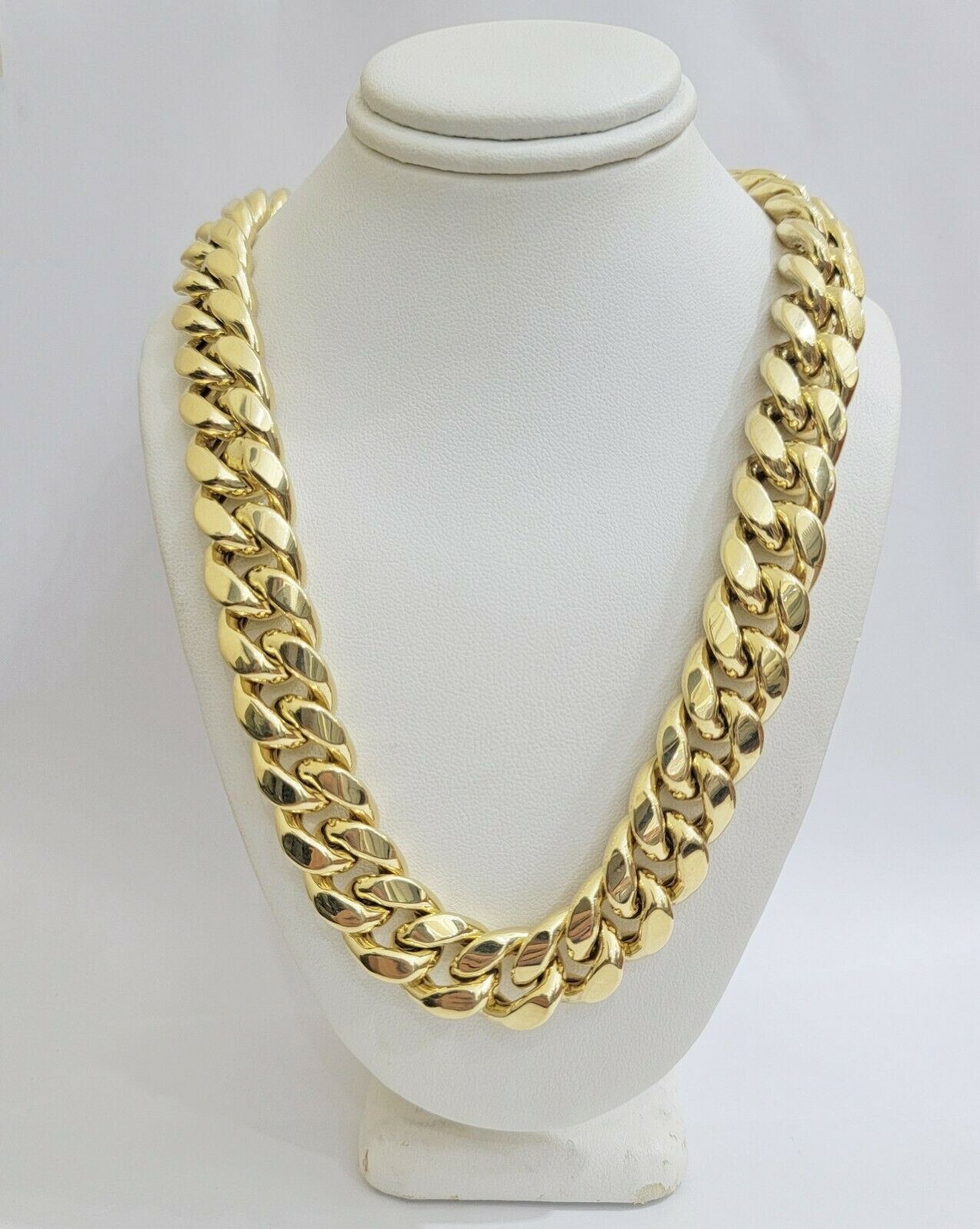 10k Yellow Gold Chain 15mm Miami Cuban Link Men Necklace 20"-30" REAL 10kt, Mens