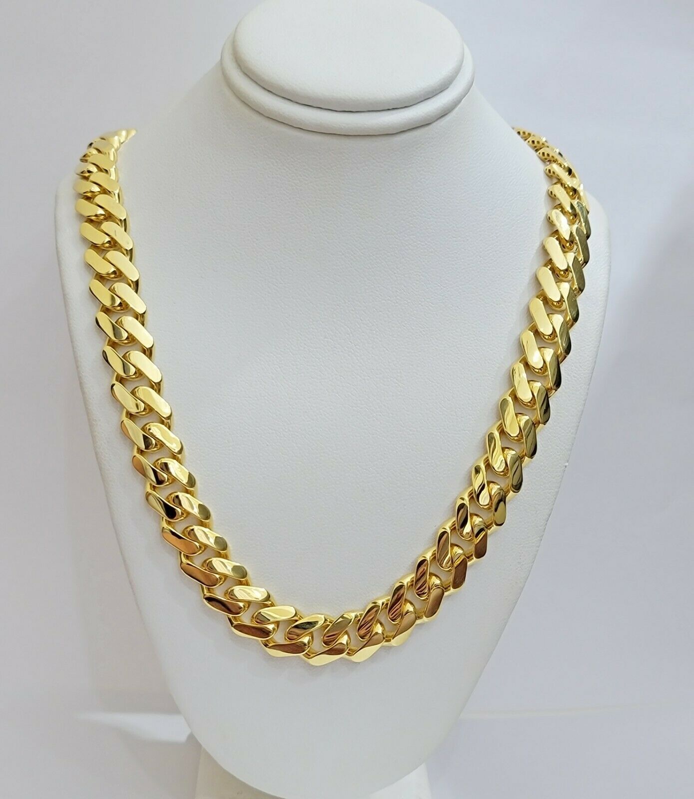 Real 10k Gold 15mm Mens Chain Royal Link Miami Cuban Monaco 22" Short Necklace