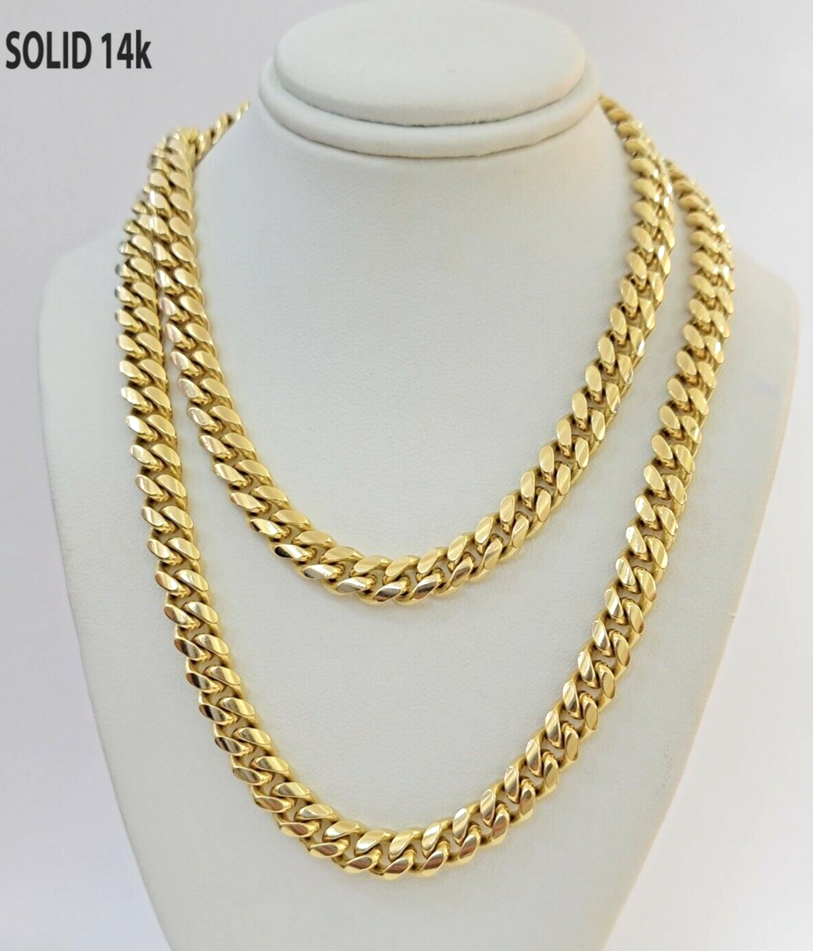 Real 14k Yellow Gold Chain 20 Inch Miami Cuban Link Necklace 7mm