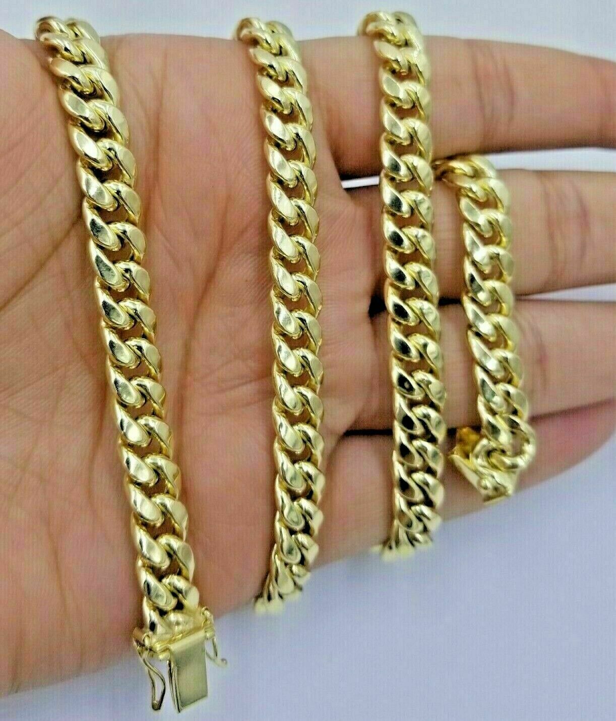 Real 10K Yellow Gold Miami Cuban Link Chain 8mm 22" Box Lock Necklace Men Women